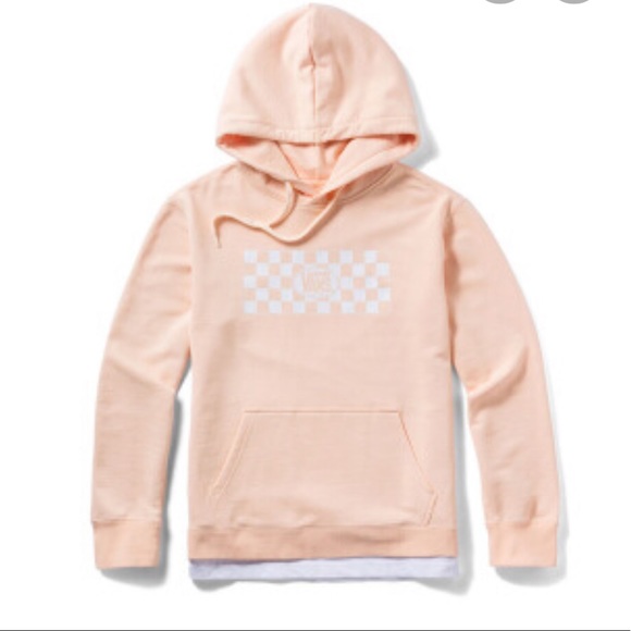 Vans Tops - vans pink logo hoodie with layered trim bottom